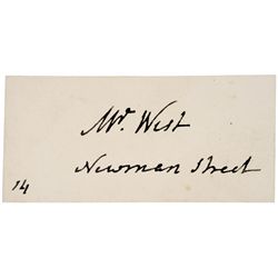 BENJAMIN WEST, American Painter President of the Royal Academy Visiting Card