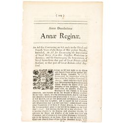 British Acts of Parliament, c. 1714, ...America Act Encouraging the Importation of Naval Stores