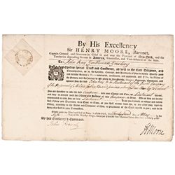 Governor HENRY MOORE, Document Signed 1766 French & Indian War Era Appointment