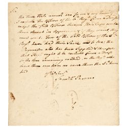 American Revolutionary War General SAMUEL HOLDEN PARSONS Autograph Letter Signed