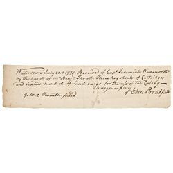 1775 Revolutionary War SIEGE OF BOSTON Document, Jeremiah Wadsworth CT. Regiment