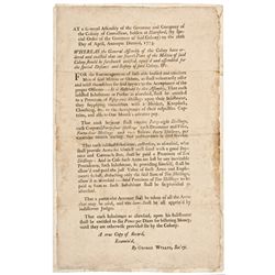 April 26th, 1775 Connecticut Broadside Issued The Week Following The First Shot