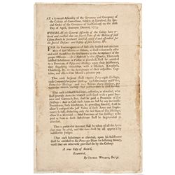 April 26th, 1775 Connecticut Broadside Issued The Week Following The First Shot