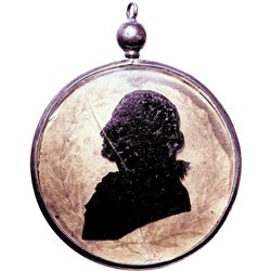 c. 1800 Washington Memorial Silhouette Pendant With Braided Lock of His Hair