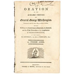 Feb. 8, 1800 CALEB STRONG Signed Oration - Virtues of General George Washington
