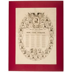 1864 Broadside Print - 25 Union Generals Portraits - THE NEW YEAR’S ADDRESS