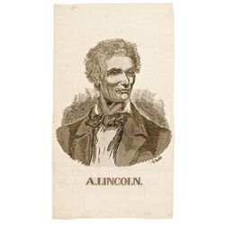 1860 Presidential Campaign Beardless Abraham Lincoln Silk Ribbon