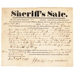 1841 Slave Sale Printed Broadside, Missouri