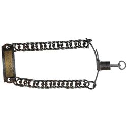 c. 1840-50s Slave Collar with Chain, Engraved Nameplate and Key