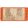 Image 1 : c. 1870 Stereoview Photograph View of the Building of the Brooklyn Bridge