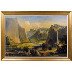 c. 1870 Oil Painting of Yosemite Valley Attributed to William Harring