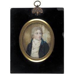c. 1800 Miniature Oil Painting of Revolutionary War Officer Lt. Colonel Elliot