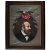 Image 1 : c. 1881 President Garfield Patriotic Memorial Oil Portrait