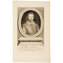 Exceptional 18th Century Copper-engraved Portrait Print of Sir Francis Drake