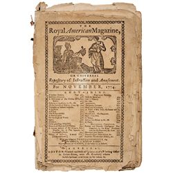 PAUL REVERE Engraved Royal American Magazine Masthead, November 1774