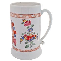 18th Century Hand-Blown Hand-Painted Decorative Bristol Glass Mug / Stein