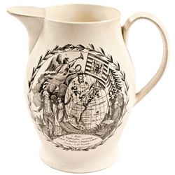 Historic Liverpool Creamware Pitcher - Washington Securing Liberty to America