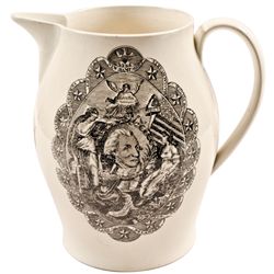 c. 1795 Unlisted Patriotic & Historic Liverpool Creamware Pitcher