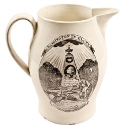 c. 1800 Historic Liverpool Creamware Pitcher - Washington in Glory