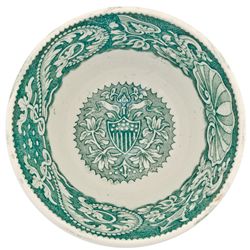 c. 1800s American Eagle Riding on a Shell, Pattern Green Tea Bowl