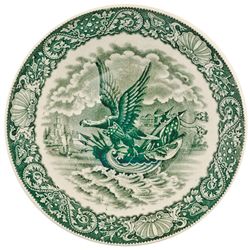 c. 1800s American Eagle Riding on a Shell, Pattern Tea Saucer