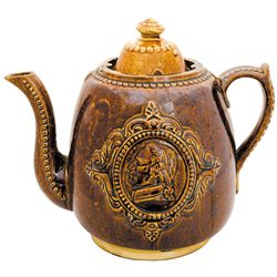 Rare c. 1850 George Washington Yellow Ware Rockingham/Bennington Ceramic Pot