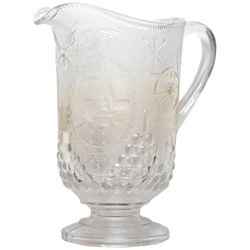 c. 1898, Spanish Am War, Clear Glass Souvenir Pitcher, Portrait of Admiral Dewey