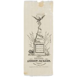 Rare Design 1845 Andrew Jackson Commemorative Silk Mourning Ribbon