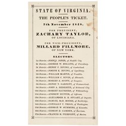 1848 Presidential Campaign Ticket, Zachary Taylor and Millard Fillmore