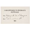 Image 1 : c. 1915, American Woman Signs ANTI-SUFFRAGE Card