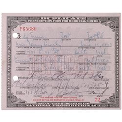 PROHIBITION: Prescription Form-Medicinal Liquor