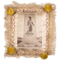 1886-Dated, Battle Of Bunker Hill Souvenir Silk Embroidered Pillow