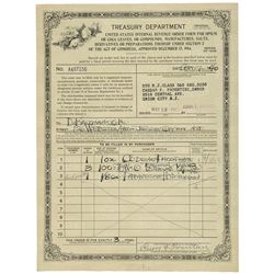 Opium or Coca Leaves Order Form, Treasury Department