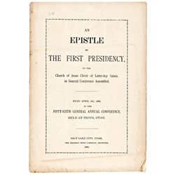 1886 Mormon Booklet: Epistle... First Presidency