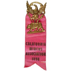 1898 California Miners Association Ribbon + Medallion, San Francisco, CA