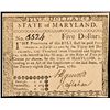 Image 1 : Colonial Currency, Maryland June 28, 1780 Five Dollars Fully Signed Uncirculated