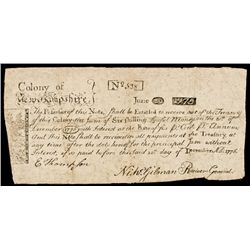 Colonial Currency, Rare Engraved by PAUL REVERE. NH. June 20, 1775, Certified