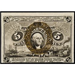 Fractional Currency, FR-1235. 2nd Issue. 5¢ Washington, Uncirculated Fiber Paper