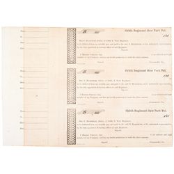 Sheet of 3 Unused 109th NY Regiment Sutler Bank Check Forms