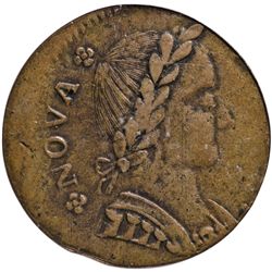 1787 Nova Eborac Copper. Seated Figure Facing Right. PCGS EF-40