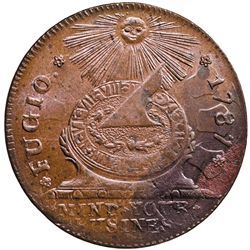 Uncirculated, Lustrous 1787 FUGIO Copper. Newman 11-X. Whitman-6790