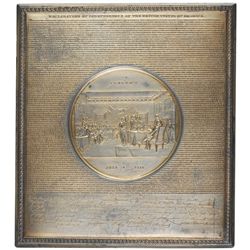 Metal Declaration of Independence Plaque,1859. Made In Heavy Solid Bronze