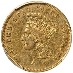 1855 Indian Princess Head $3.00 Gold. PCGS graded Extremely Fine-40