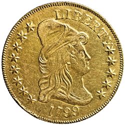 1799 Capped Bust Right $10 Gold Eagle. Small Stars Breen 6840. BD-8 Cleaned