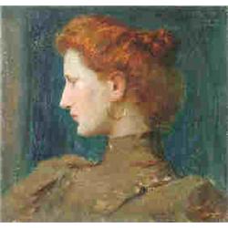 TAVIK FRANTISEK SIMON 1877 Zeleznice u Jicina - 1942 Prague Portrait of a Red-Haired Lady in Profile