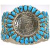 Image 1 : Old Pawn Navajo Turquoise Morgan Dollar Sterling Silver Cuff Bracelet - Justin Wilson