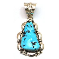 Navajo Sleeping Beauty Turquoise Sterling Silver Pendant - Mary Ann Spencer