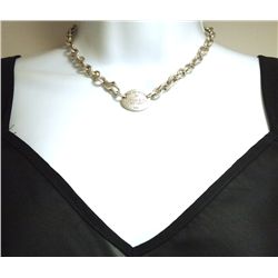 Non-Native Pawn Sterling Silver .925 Badge Link Necklace - Tiffany & Co. - 15" 52.5g