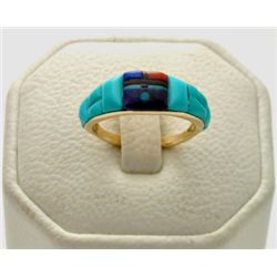 Zuni Multi-Stone 14k Gold Women's Ring