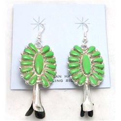 Navajo Green Turquoise Large Tree Earrings